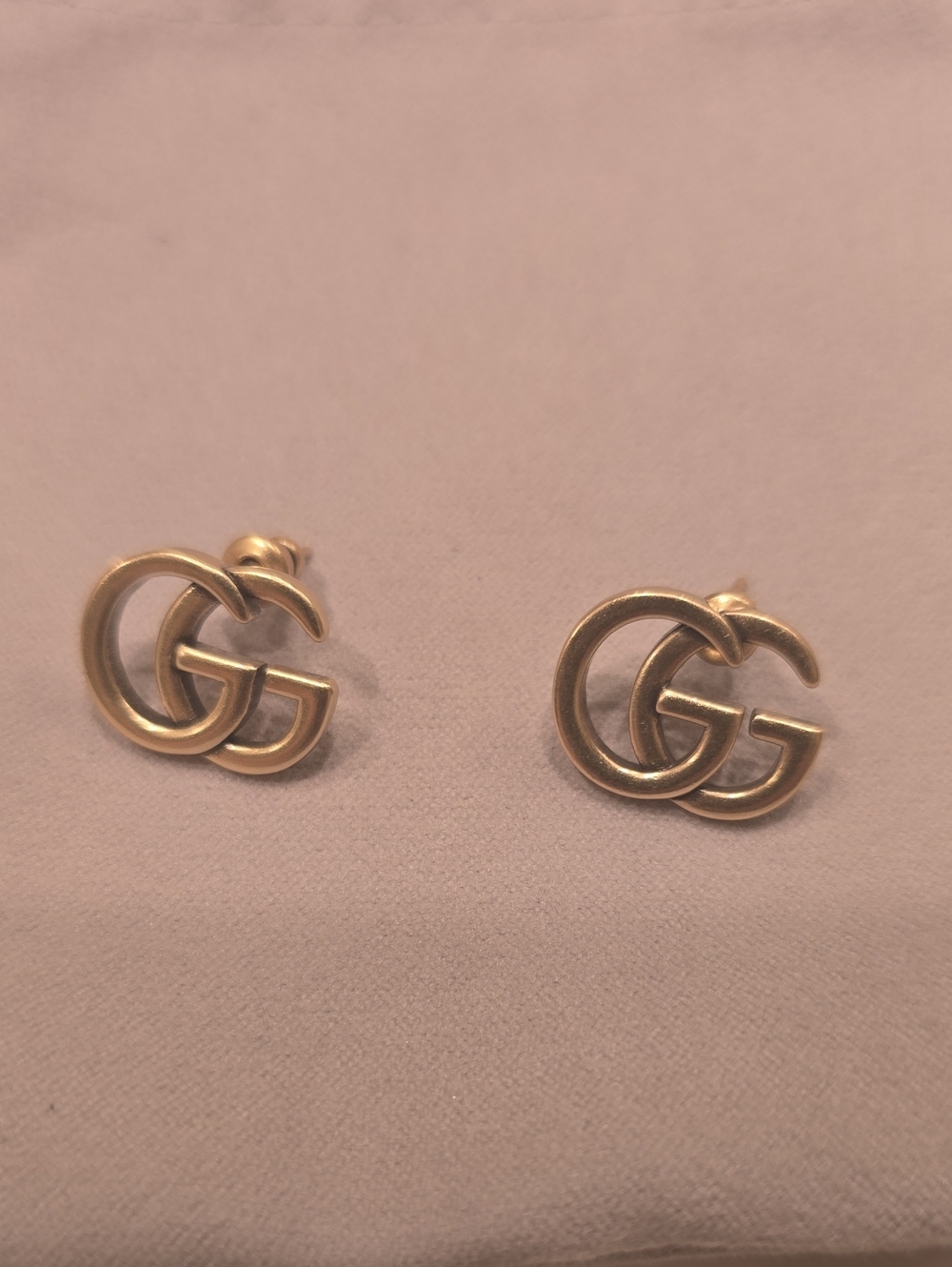 Gold Double G Logo Stud Earrings - Women Jewelry - Picture 3 of 5